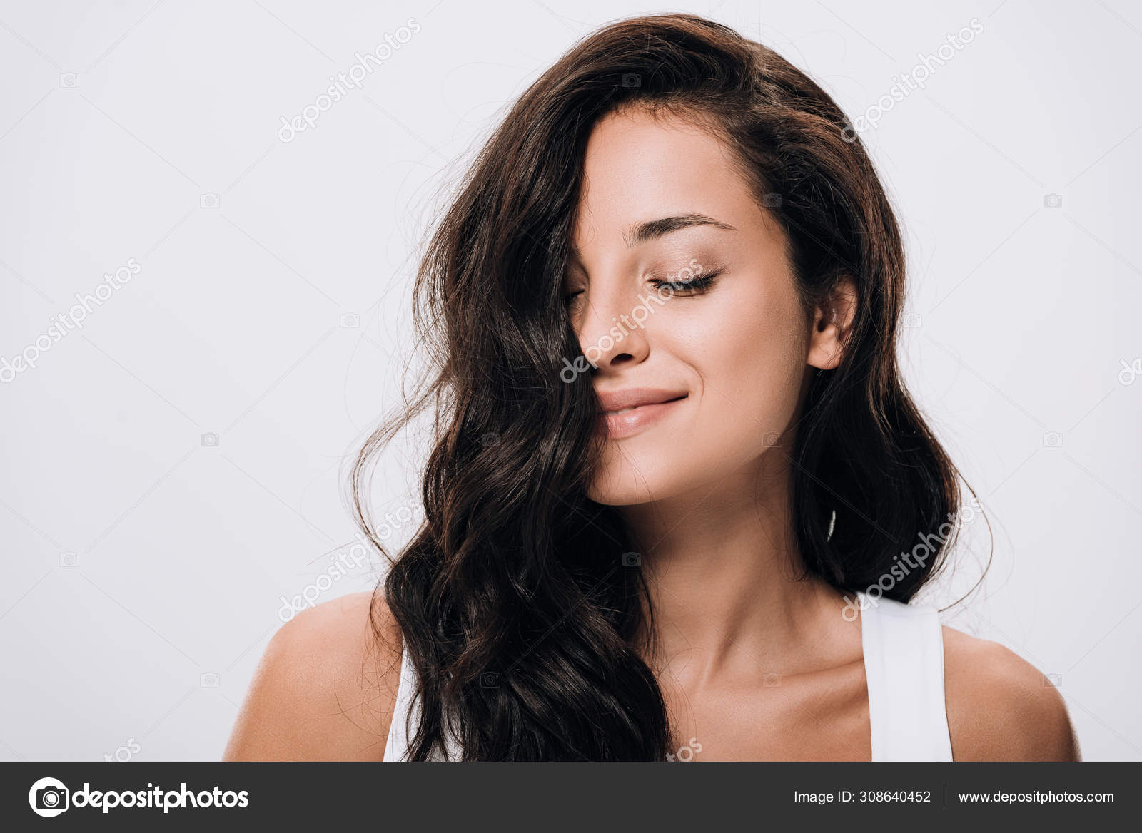 Portrait with glossy hair lengths