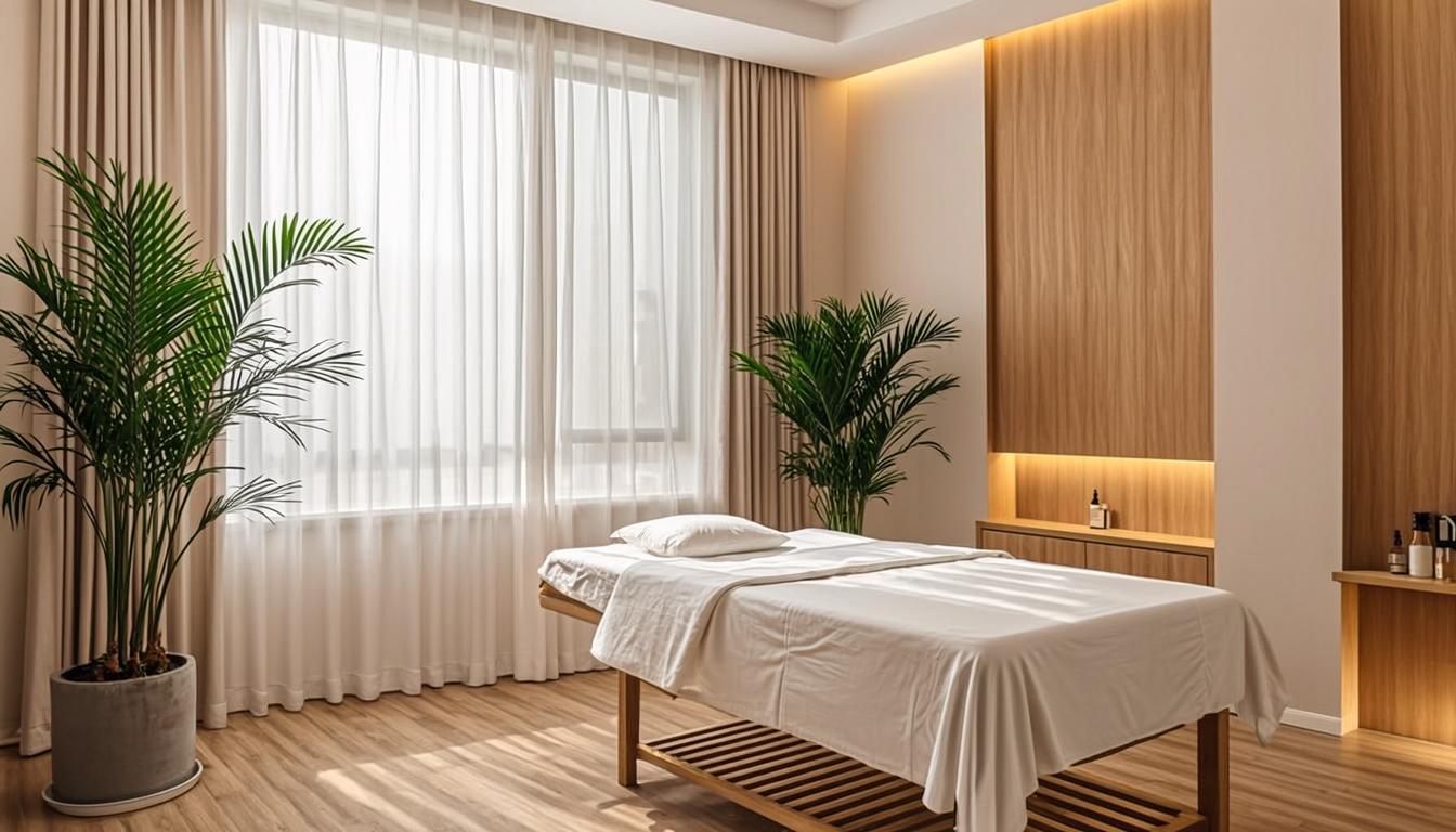 ANILA spa interior with warm lighting and treatment room